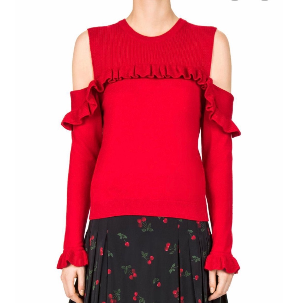 NWT the kooples cold shoulder red sweater size M